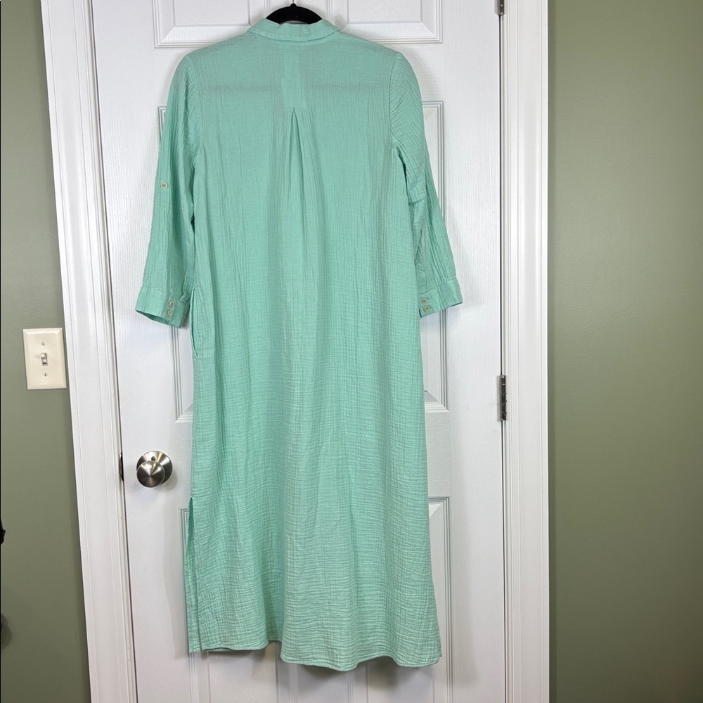 NWT J. Jill cotton gauze cool aqua midi shirtdress sz xs - Picture 12 of 12